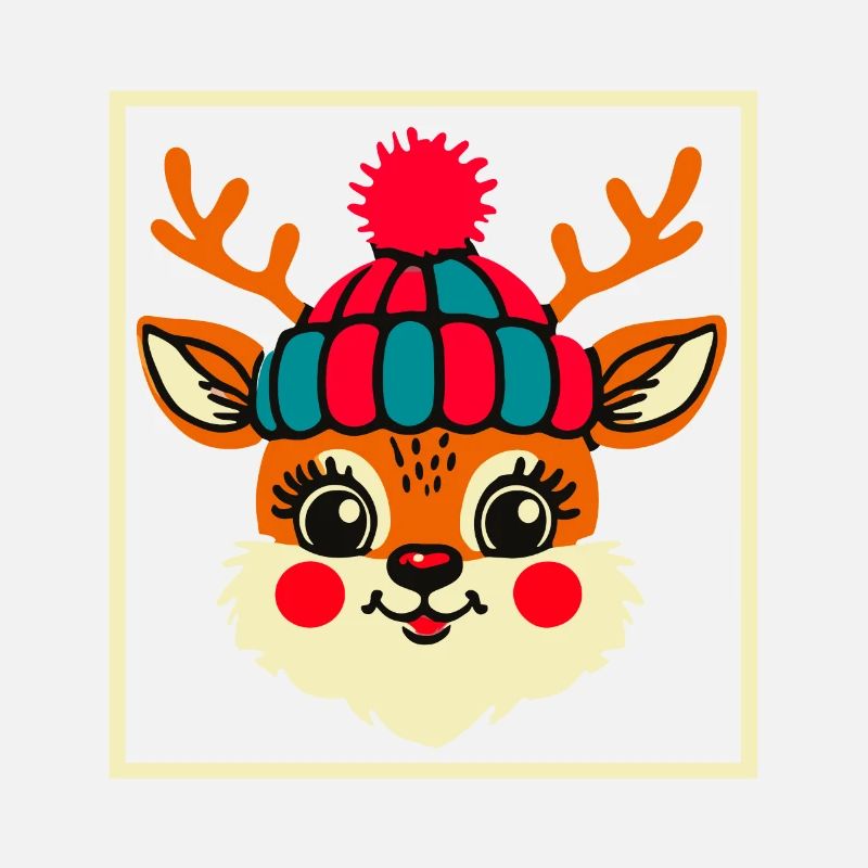 Charmant design vintage avec des rennes et de la neige