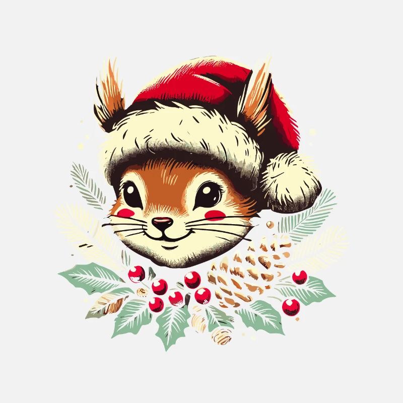 Festliches Weihnachten Eichhörnchen Vintage