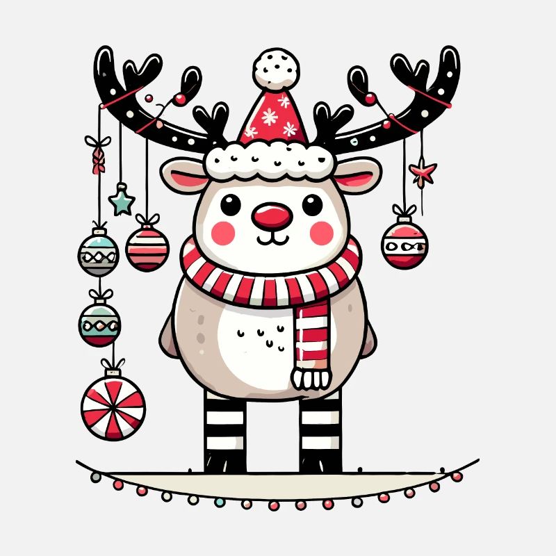Cute Reindeer with Christmas Baubles