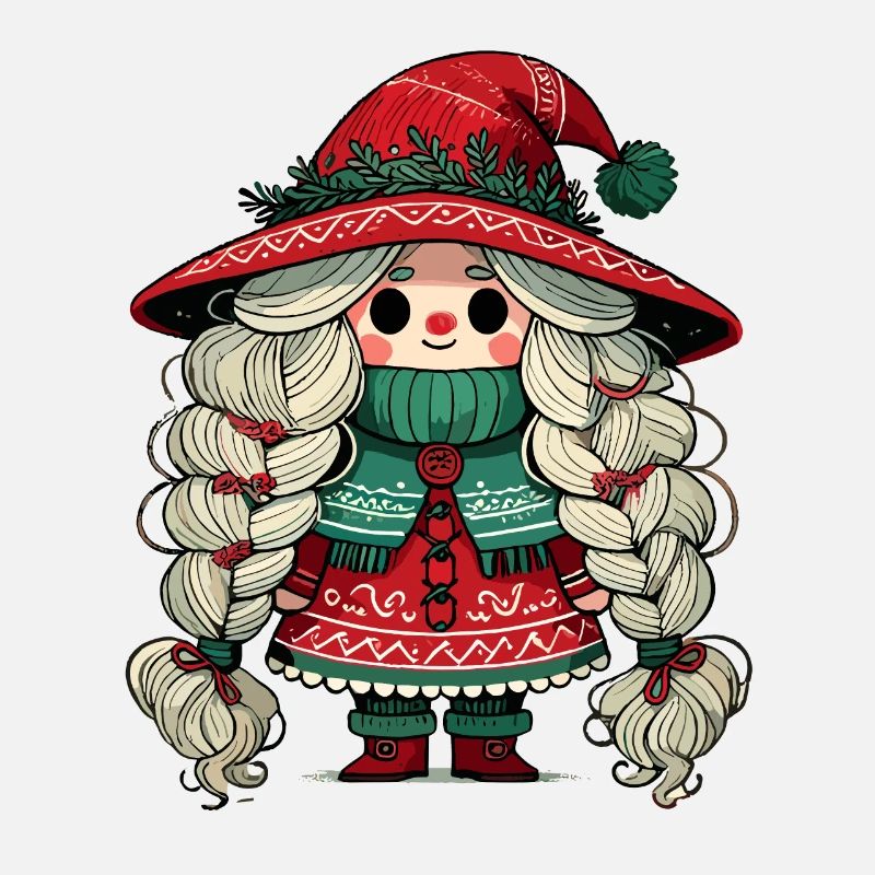 Festive gnome girl in scandinavian