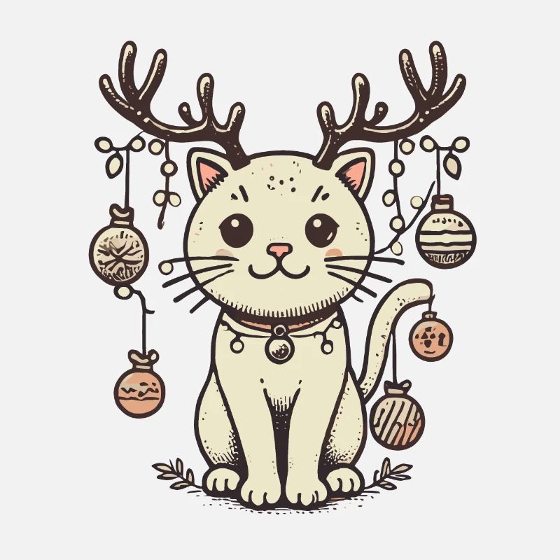 Mignon chat de Noël avec des bois