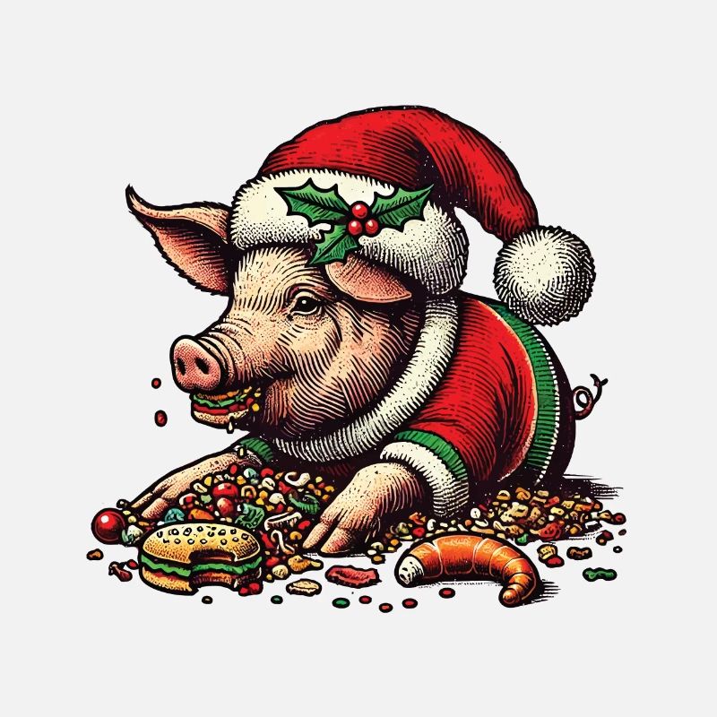 Cochon gourmand de Noël
