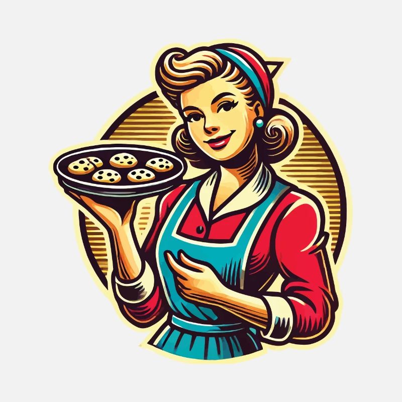 Retro Baker With Cookies Illustration