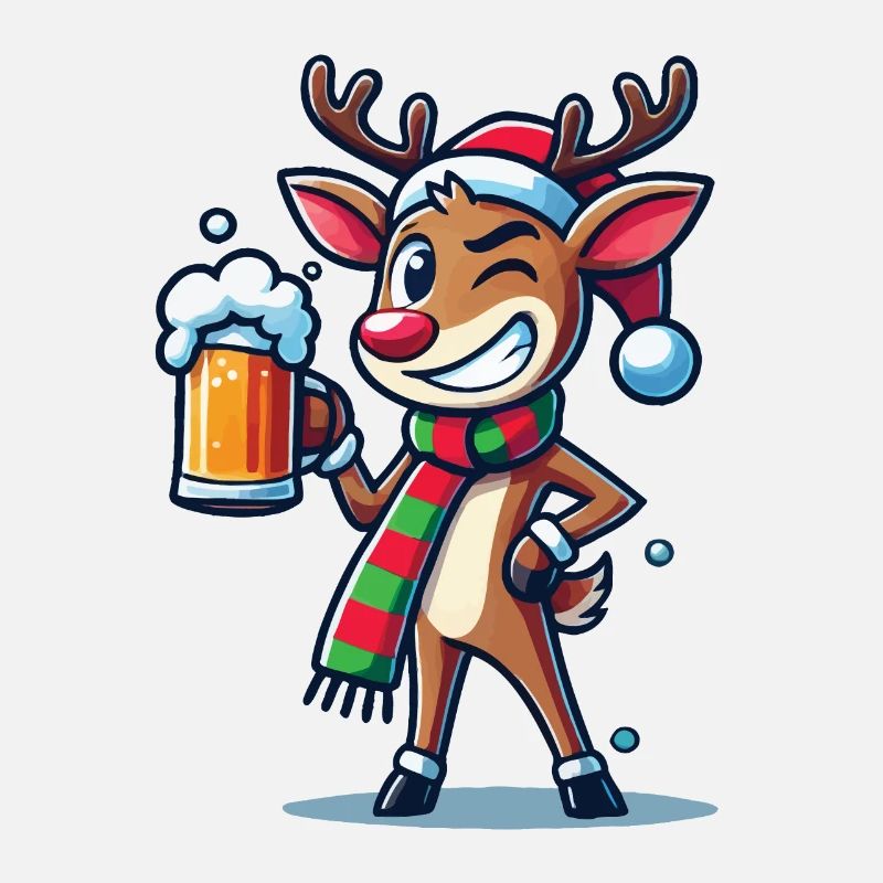 Lustiges Weihnachtsrentier Mit Bierkrug