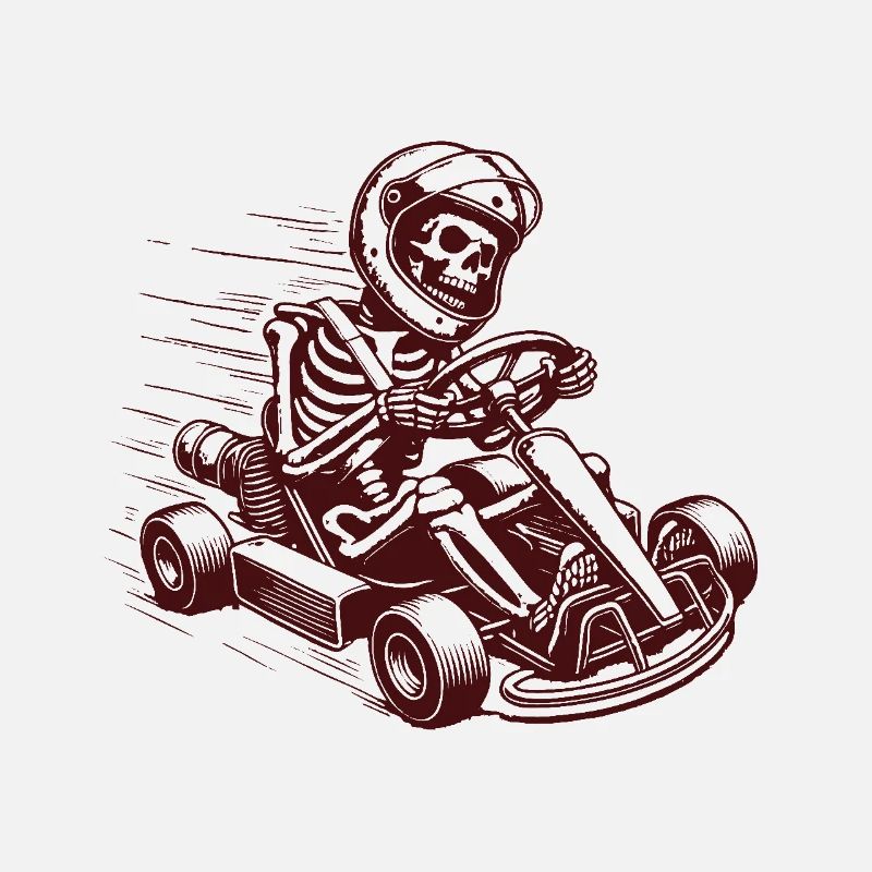 Retro Skeleton Go-Kart Driver Racing Adventure