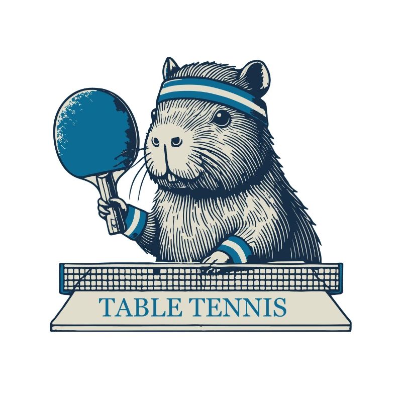 Capybara Table Tennis Fun with Table Tennis Racket