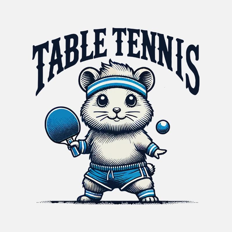 Hamster Retro Vintage Table Tennis Fun
