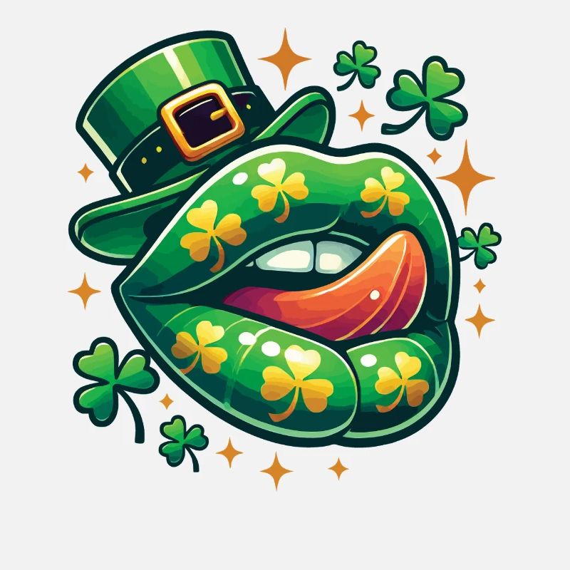 St. Patrick's Day Funny Clover Lips