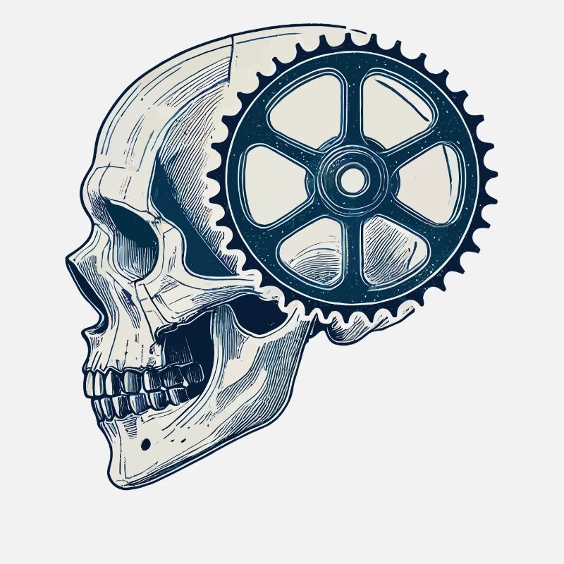 Bicycle Lover Skull with Gear for Cycling