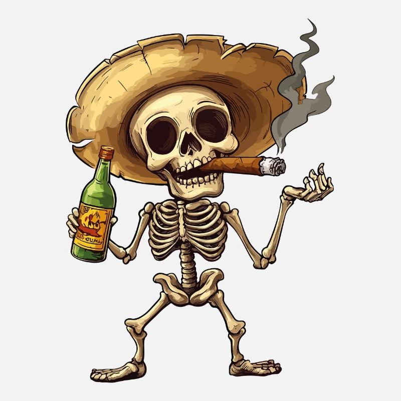 Skeleton Skull Skull Cigar Liquor
