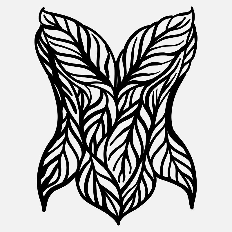 Elegant Leaf Corset – Nature Inspired Line Art