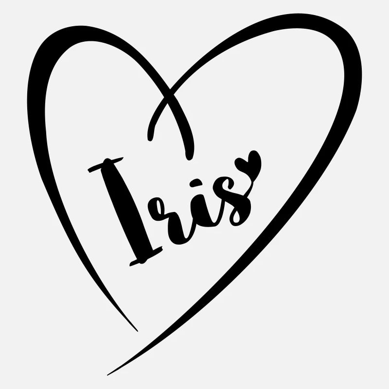 Iris surname, first name in heart frame