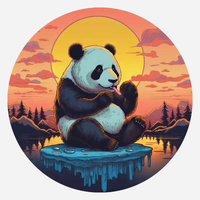 Cute panda on ice floe with candy - Sun