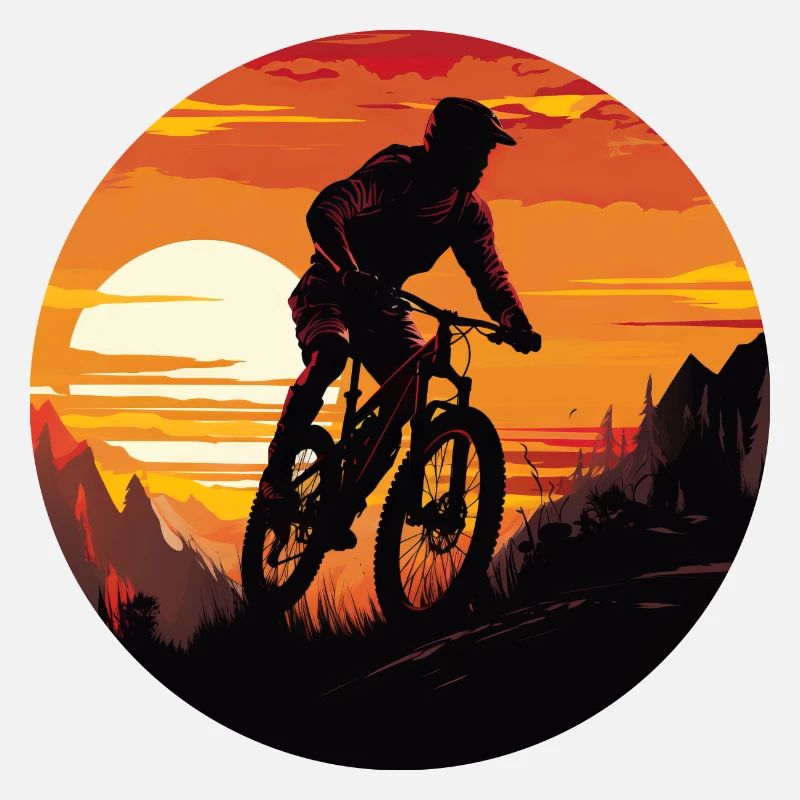 MTB Downhill Cyclist Silhouette,