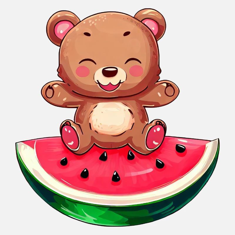 Bear sits on watermelon - Cute