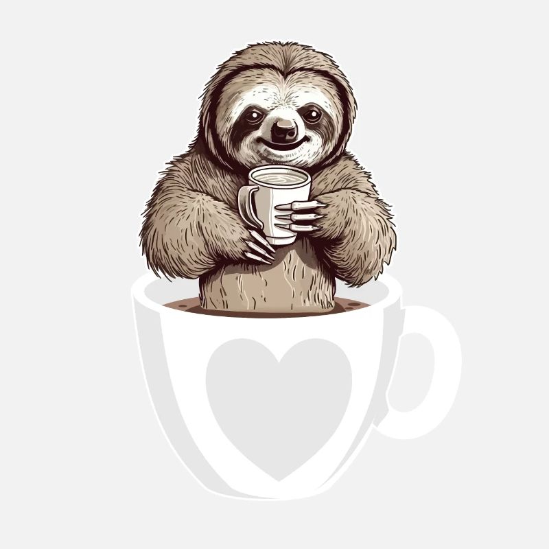 Kaffee Süßes Faultier in einer Kaffeetasse Kaffee trinken