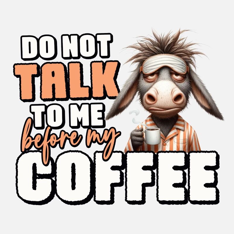 Tired donkey with coffee