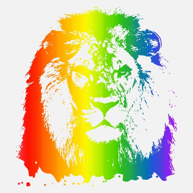 Löwe Regenbogen Tier Gesicht bunt katzenartig
