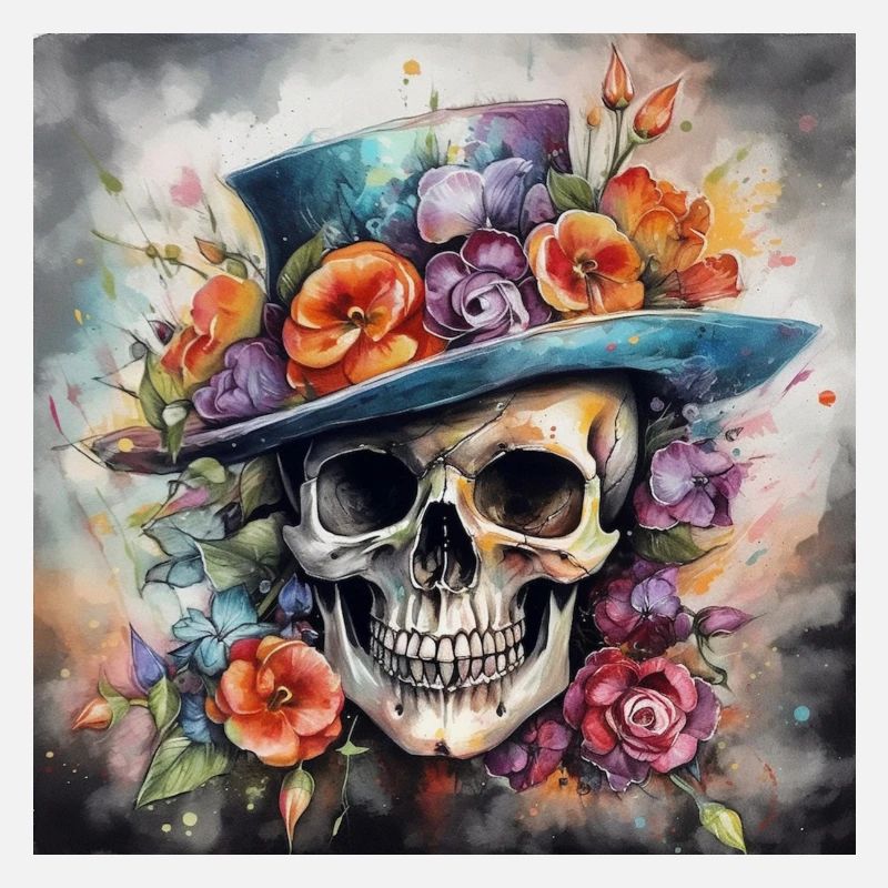 TÊTE DE MORT AU CHAPEAU FLEURI