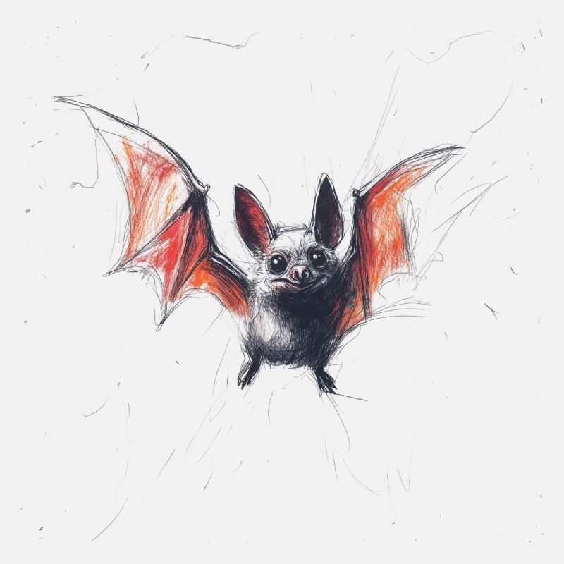 Cute Bat - Hand Drawn Flying Bat Sketch Shirt