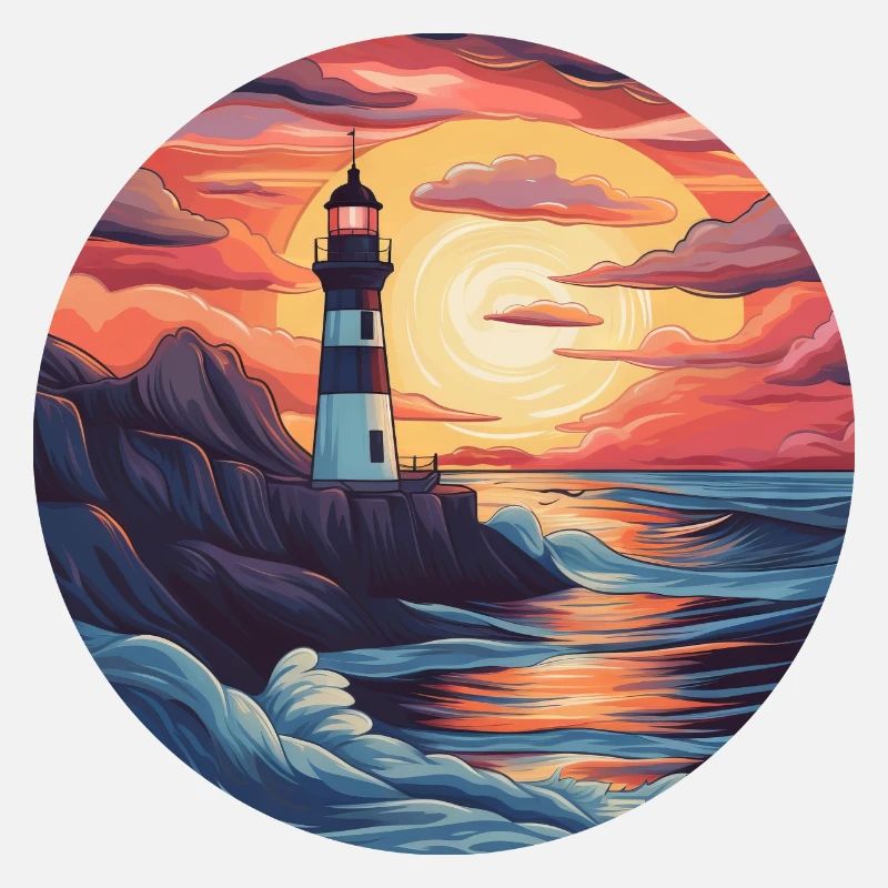 North Sea lighthouse at sunset -