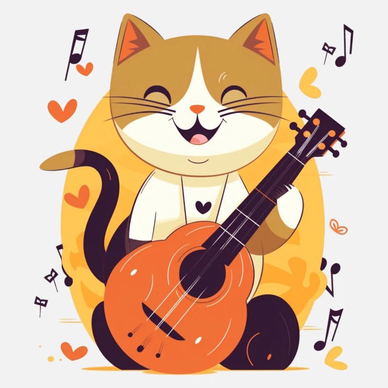 Chat mignon avec guitare