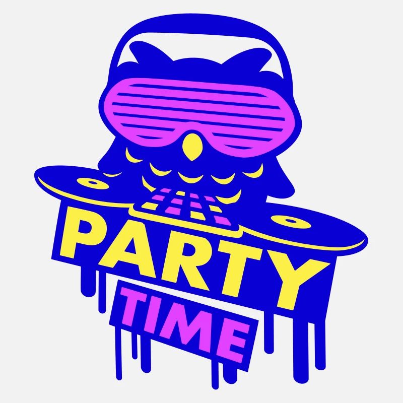 DJ Eule Party Time Graffiti Club Musik Text Spruch