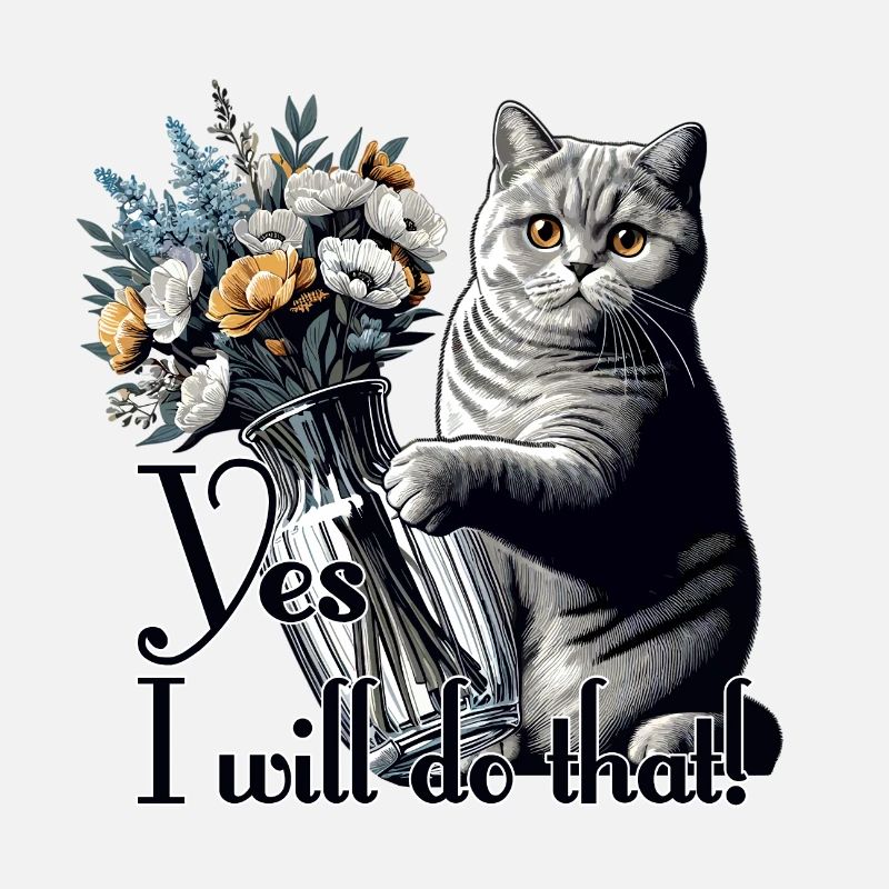BKH Britisch Kurzhaar Katze Vase umkippen Geschenk