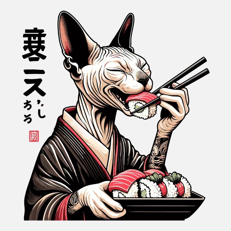 Sushi Sphynx Katze Maki Kimono Geschenk