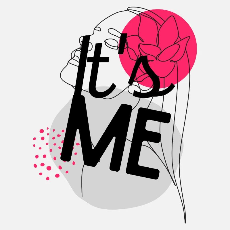 Abstraktes Liniendesign, IT'S ME, Frau mit Blumen