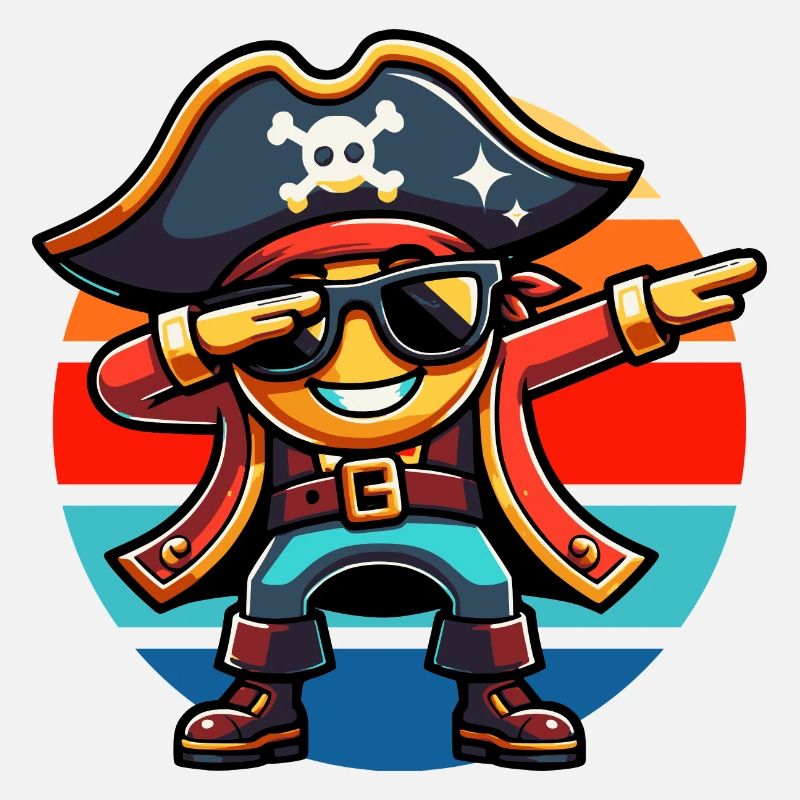 Dabbing Pirate Vintage Sunset