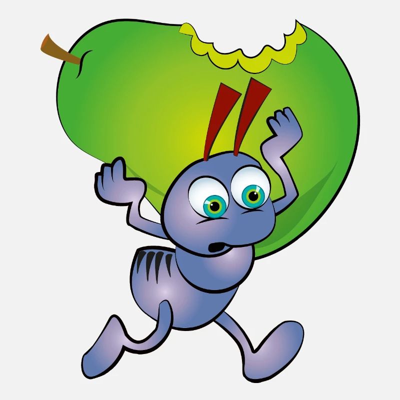 Fourmi pourpre avec un fruit de poire