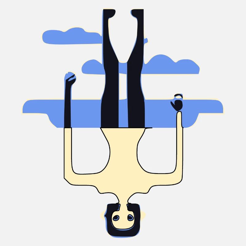 The man upside down
