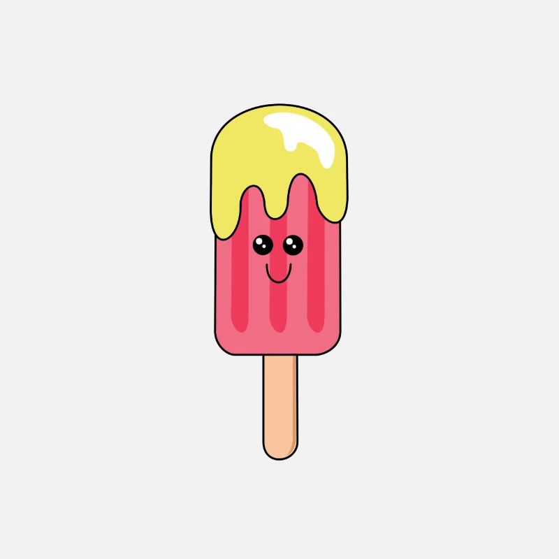 Glace d'eau | Mignon | Visage | Popsicles | rouge