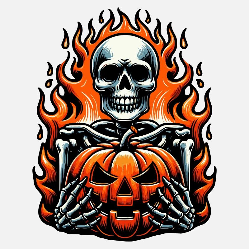 Halloween Skeleton with Pumpkin