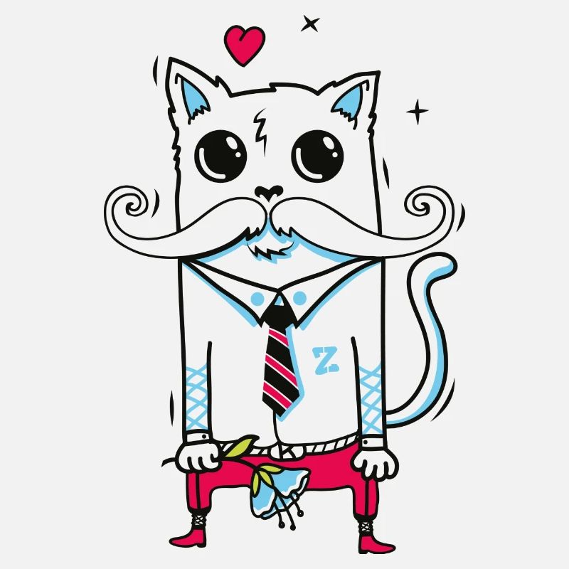 Gueule de bois amoureuse avec moustache, fleur, cravate