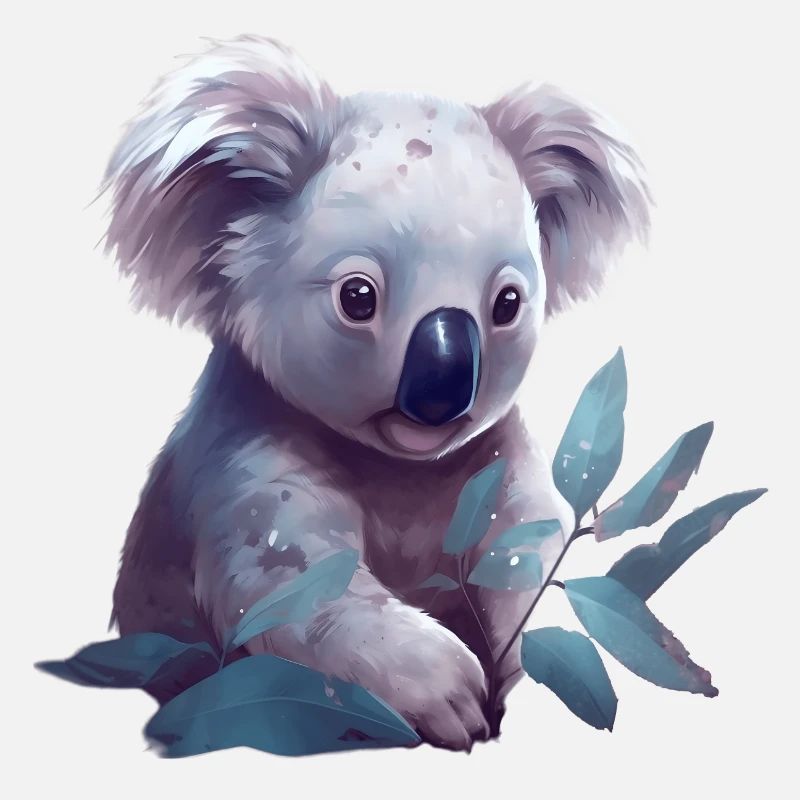 Cute koala with eucalyptus leaf