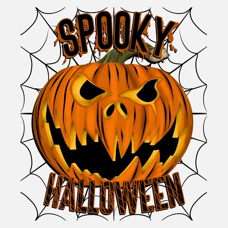 Spooky Halloween Spooky Pumpkin with Spider Web