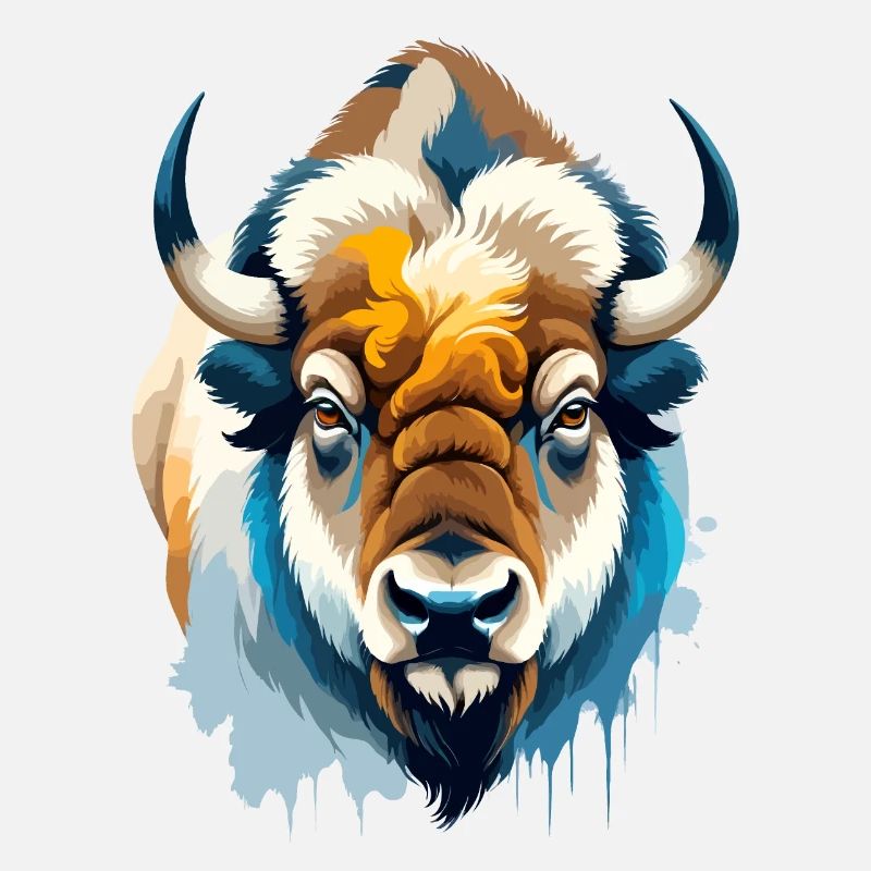 Bison Vektor Kunst mit lebendiger Farbillustration