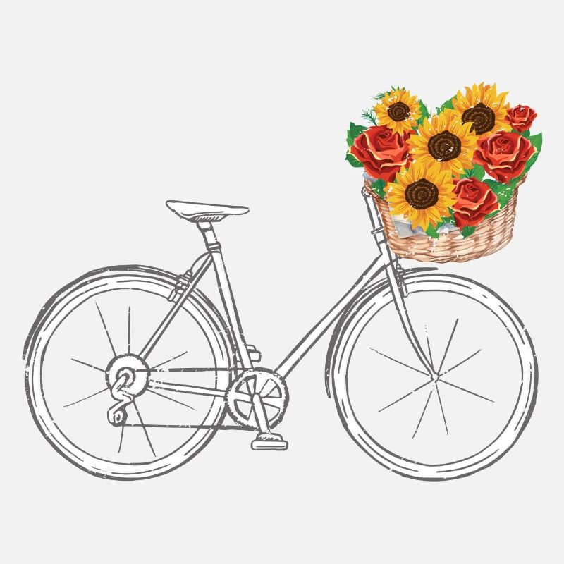 Fahrrad mit Blumenkorb retro style