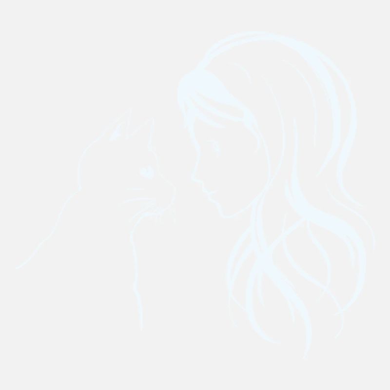 Chat et fille se regardant dessin au trait