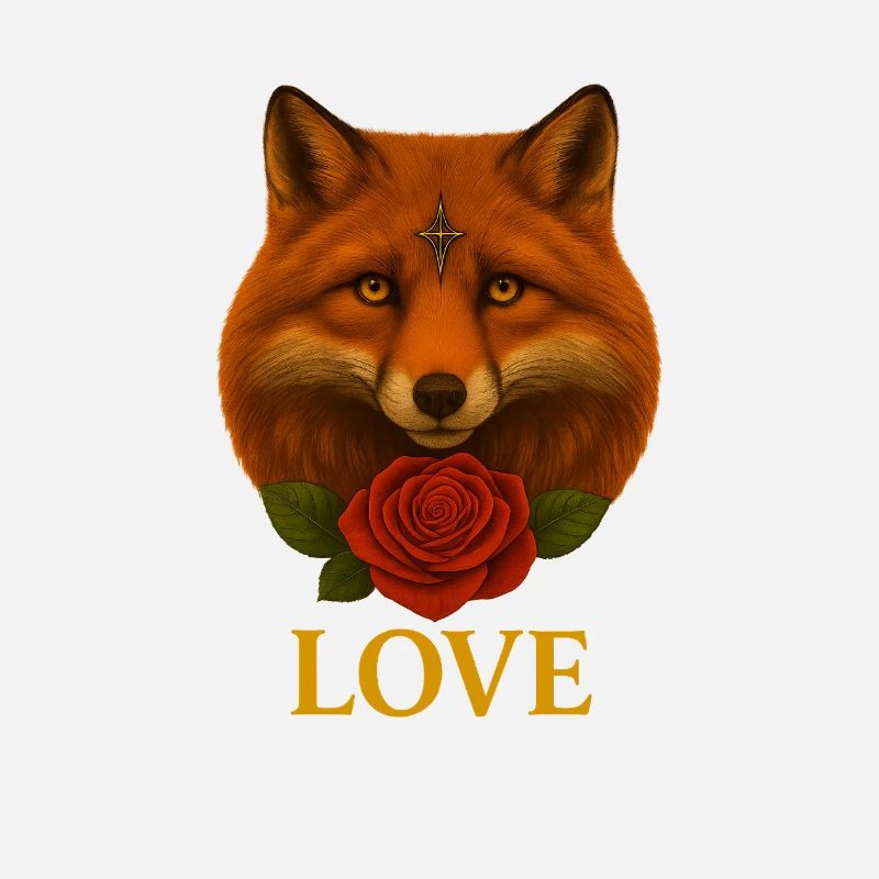 Fox with Rose - Love