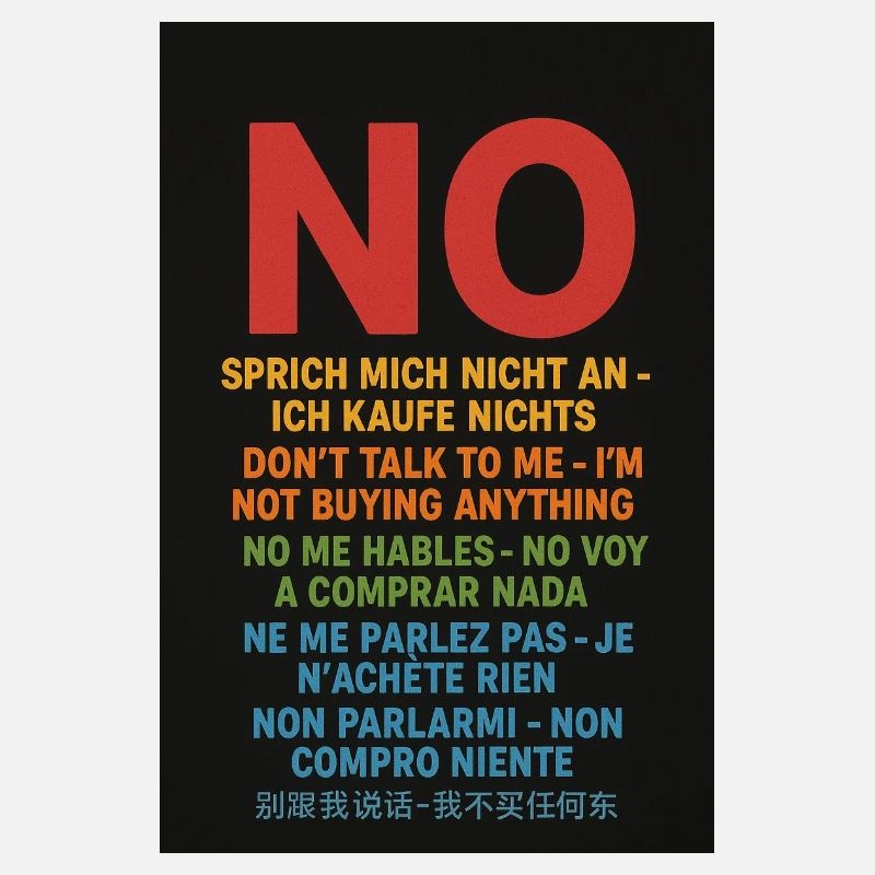 Pas de mot, pas d’achat – Protestation multilingue