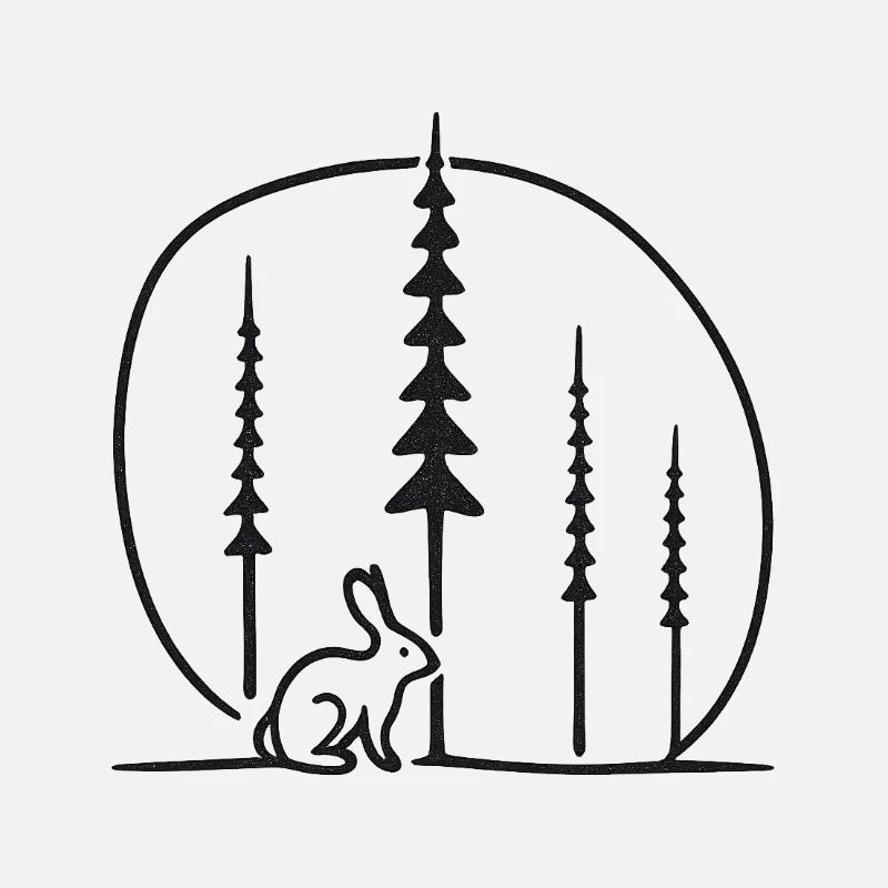 Idée cadeau de silhouette du cercle du lapin dans la forêt