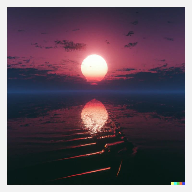 Synthwave sunset on the horizon