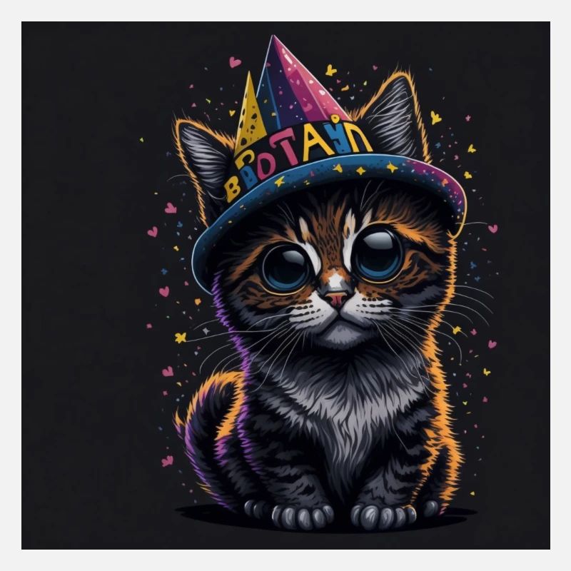 Katze mit Geburtstagshut