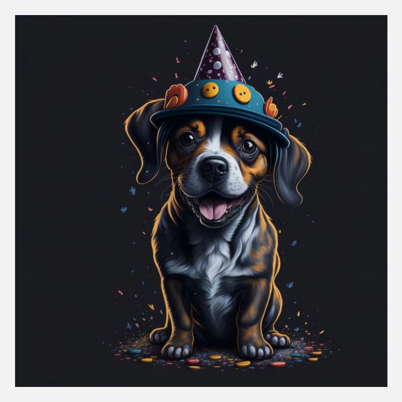Hund mit Geburtstagshut