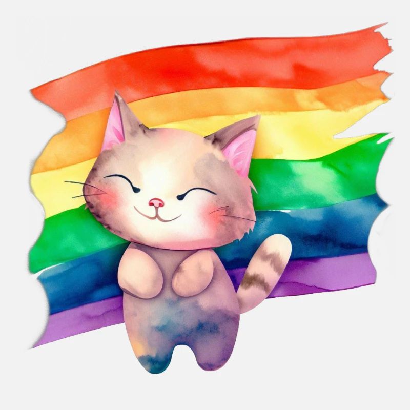 Chat avec drapeau lgbt