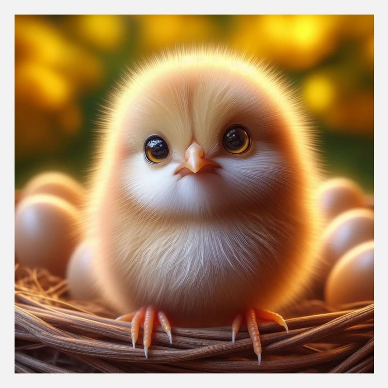 Chick 3D Hyperrealism Yellow White with Balls