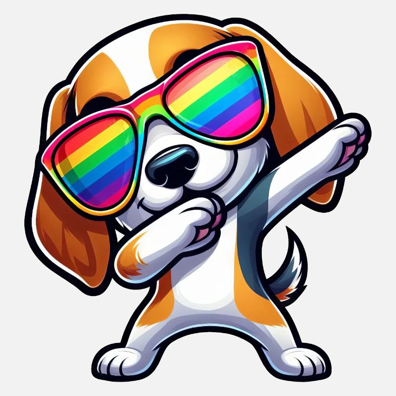 Cool Beagle Dab Sunglasses Rainbow